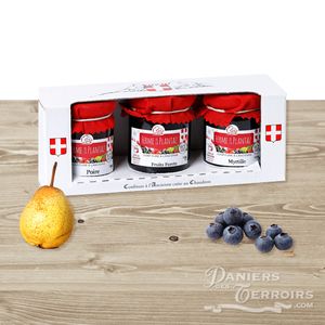 Coffret de Confitures Myrtille, Poire et Fruits de la Forêt